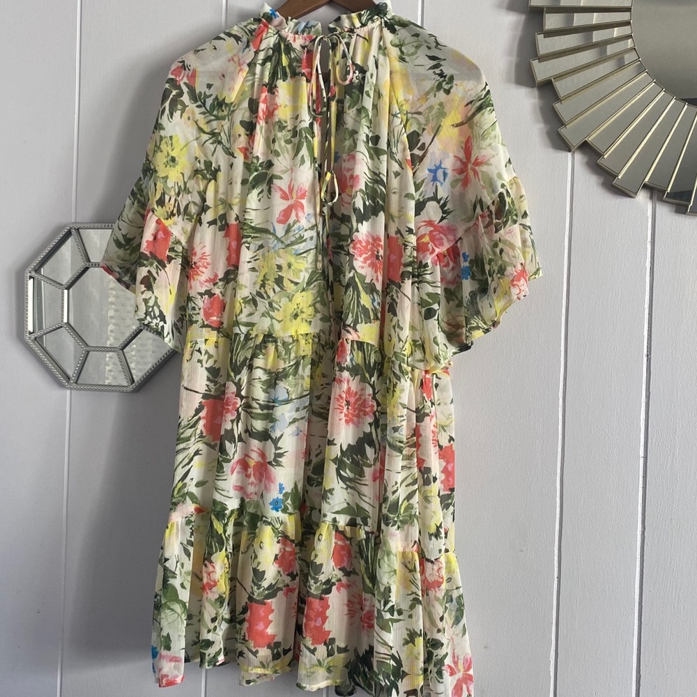 H&M Floral Ruffle Flowy Dress M - Picture 2 of 4